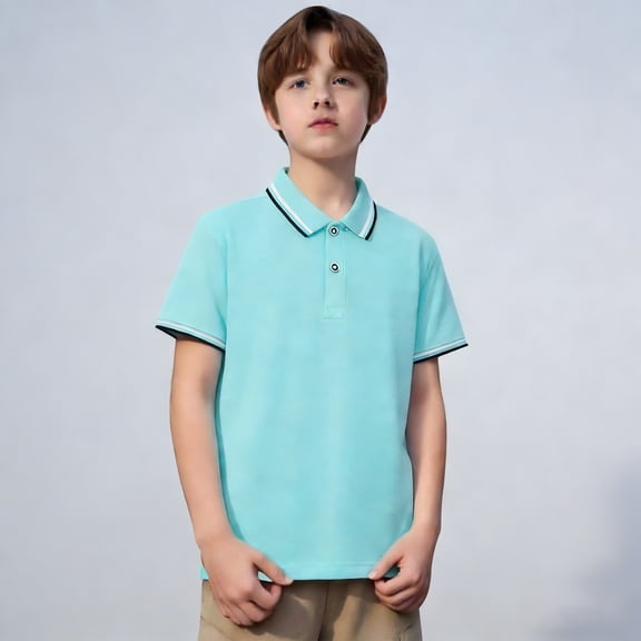 Boys Polo Shirt Short Sleeves Mint Green Button up Shirt Boys Casual Tops School Uniform Shirts Shirt for Boys