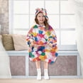 thumbnail image 7 of FORMRS Wearable Blanket Hoodie with Sleeves for Kids Cozy Flannel Sweatshirt, White Colorful Circles, 7 of 7