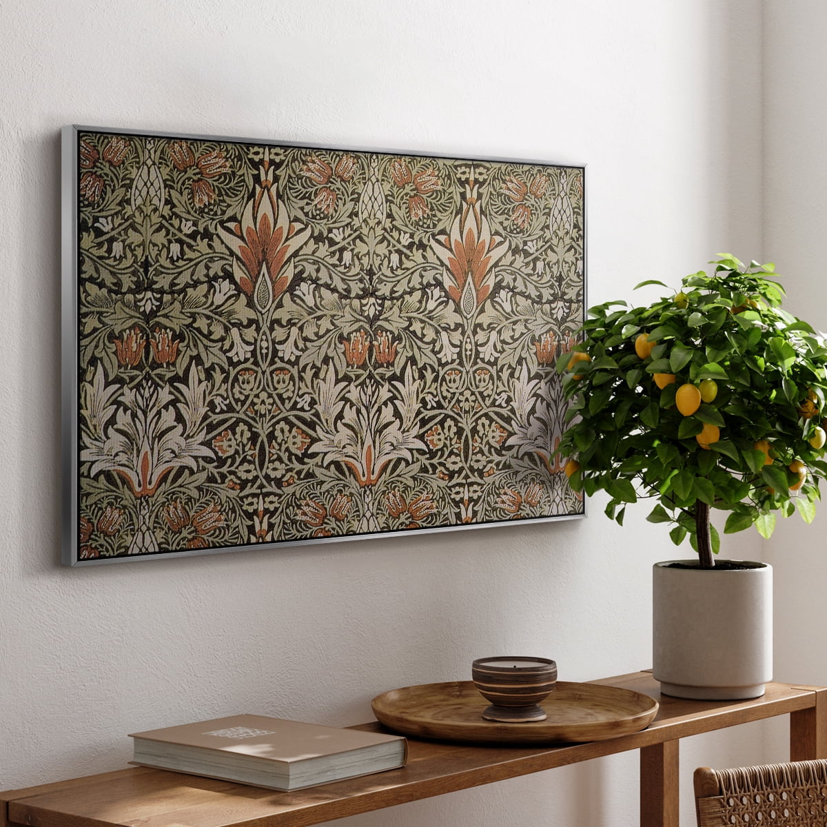 Vintage Abstract Print-LVI Framed in Silver Wood Gallery Wrapped Canvas 17 in. x 25 in.