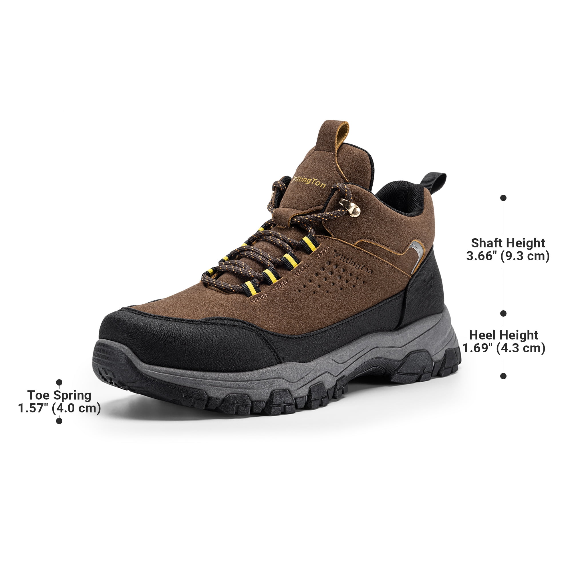 Fittington Men's Walking Hiking Shoes Outdoor Trekking Athletic shoes Arch Support | Reflective Safety Feature | Dark Brown/Gray