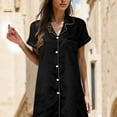 thumbnail image 2 of DHFJKG Nightgowns For Women Short Sleeve Nightshirt Button Down Collared Sleepshirt Silk Satin Solid Color Pajama Dress Soft Home Clothes, 2 of 5
