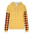 thumbnail image 5 of HomeDM Women's Hoodie Sweatshirt Plaid Long Sleeve Pullover with Pockets Fall Trendy Hooded - Yellow/L, 5 of 7