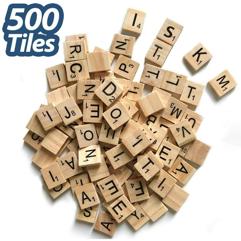 500 Pcs Wood Scrabble Tiles Scrabble Letters 5 Complete Sets of Wood