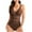 Brown, variant on Ndbuld Women's Strappy Sports One-piece Modest Swimsuit Women's Tummy Tuck One-piece High Neck Swimsuit Full Cup Swimsuit Army Green S