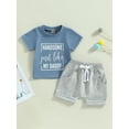 thumbnail image 3 of Toddler Baby Boy Summer Clothes 6M 12M 18M 24M 3Y Mamas Little Boy Short Sleeve T Shirt Tops Infant Rolled Drawstring Shorts Set, 3 of 9
