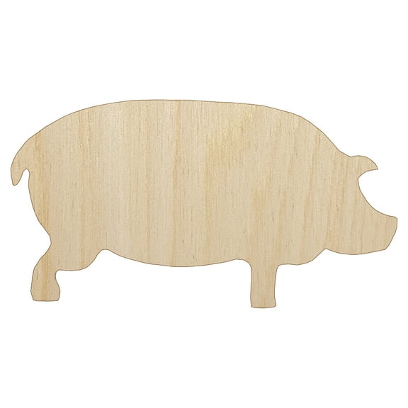 Pig Solid Side View Wood Shape Unfinished Piece Cutout Craft DIY Projects - 4.70 Inch Size - 1/8 Inch Thick