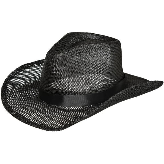 Black Straw Cowboy Hat Adult Size Fits Most