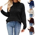thumbnail image 1 of LOVZFMLL Women's Sweaters Turtleneck Ribbed Pullover Solid Color Casual Basic Undershirt Loose Tops Warm Fall Winter Clothes, 1 of 4