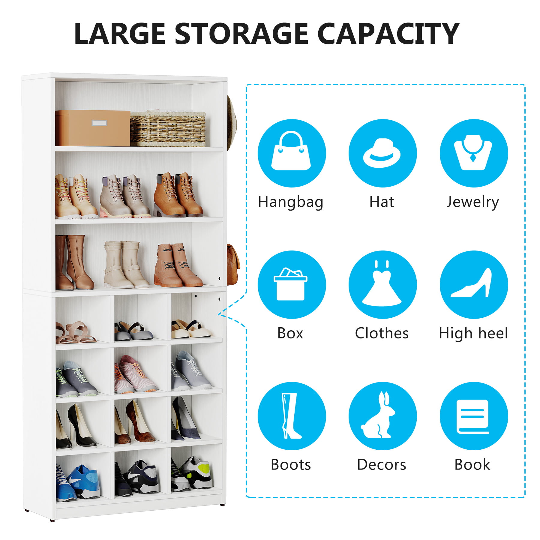 MAGINELS 24-Pair Shoe Rack Organizer Shoe Organizer Expandable Shoe Storage  Cabinet Free Standing Stackable Space Saving Shoe Rack for Entryway