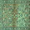 thumbnail image 1 of Ahgly Company Machine Washable Indoor Square Persian Turquoise Blue Traditional Area Rugs, 7' Square, 1 of 4