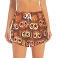 thumbnail image 2 of Goofa Brown Owl Printed Women 2 in 1 Running Shorts,Quick Dry Athletic Workout Shorts,High Waisted Athletic Shorts with Liner Pockets-Small, 2 of 9