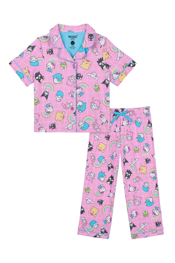 Girls Button Front Top and Pants Pajama Set, 2-Piece, Sizes 4-12
