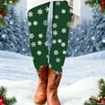 thumbnail image 1 of Puliio Christmas Leggings For Women Snowflake Print Elastic Waist Tights Winter Soft Comfy Ankle Length Tummy Control Leggings,Green,S, 1 of 3