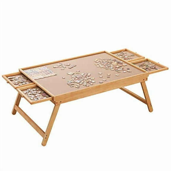 Puzzle Board, 34” x 26” Puzzle Table for Adults and Teens, Puzzle Boards and Storage Puzzle Wooden Plateau Lounger with Cover-Smooth Fiberboard Work Surface - Puzzle Storage System, Up to 1,500 Pieces