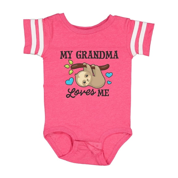 Inktastic My Grandma Loves Me with Sloth and Hearts Boys or Girls Baby Bodysuit