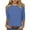 Blue, variant on Lovskoo Cold Shoulder Summer Tops for Women 2024 Round Neck 3/4 Sleeve Solid Color Trendy Printed T Shirt Blouse Casual Tops Blue