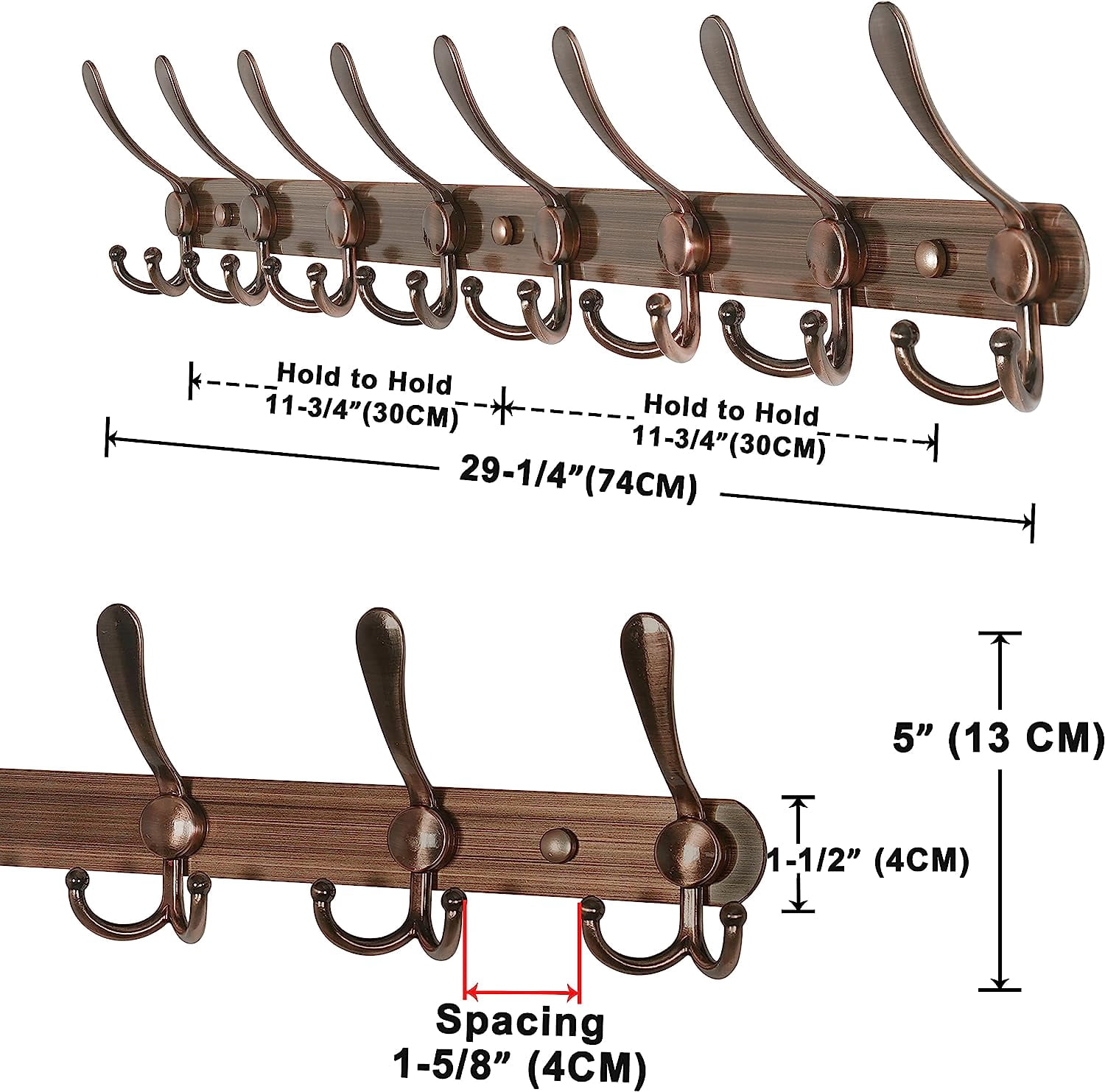 Dseap Coat Rack Wall Mounted-8 Tri Hooks,Stainless Steel Heavy 