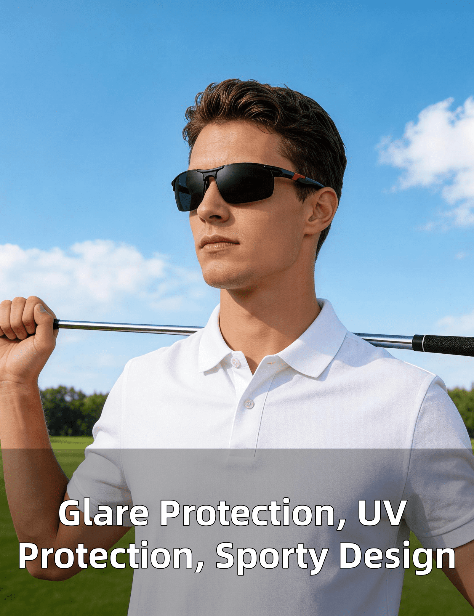 PUKCLAR Mens Driving Sunglasses Polarized Sports Sunglasses Al-Mg Metal Frame Cycling Fishing Golf Goggles