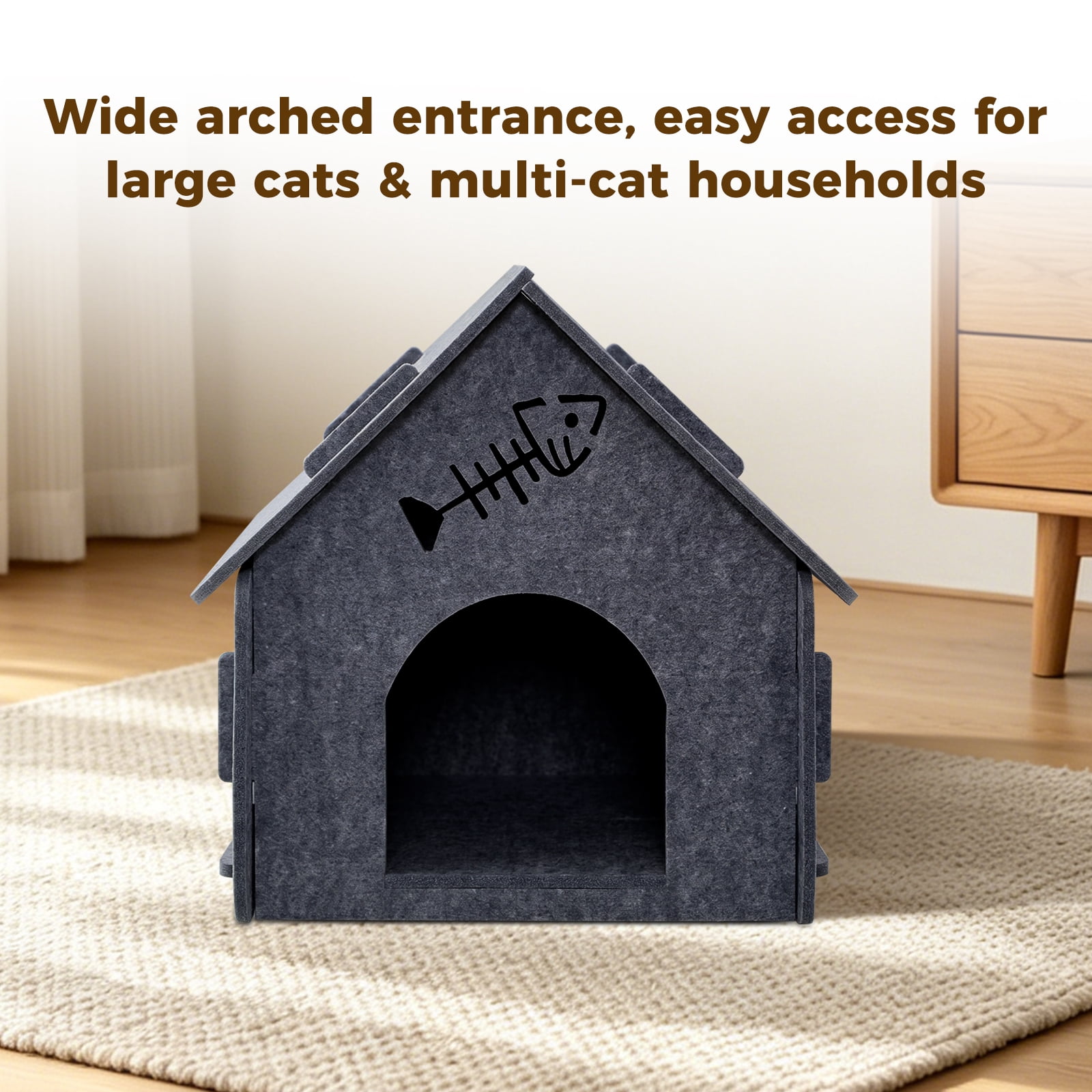 Pet Cat Nest House, Removable Condo Shelter Indoor Cozy Washable Soft Sleeping House, Gray 40*35*40cm