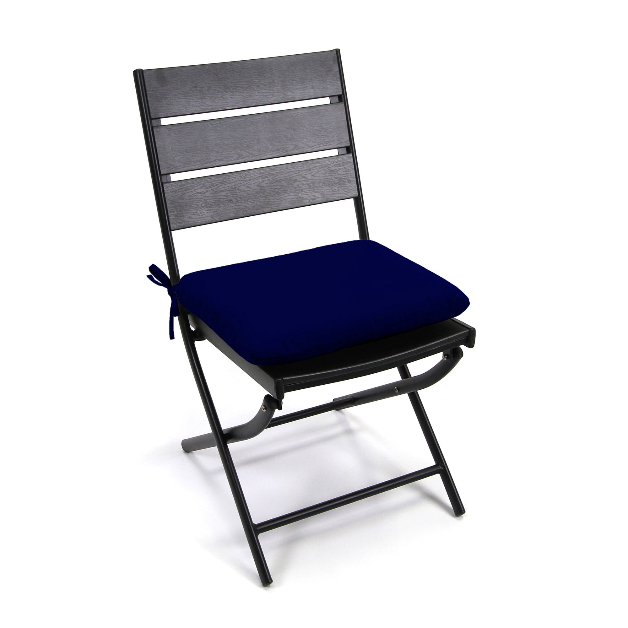 Jordan Manufacturing 20.25" x 20.75" Midnight Navy Solid Square Outdoor Chair Pad Seat Cushion with Ties