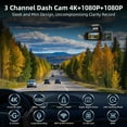 thumbnail image 2 of Dash Cam, Froura 4K Dash Cam Front and Rear Inside, 3 Channel Car Camera with Wi-Fi and App Control, WDR, 32GB Card, Support 256GB Max, Black, 2 of 8