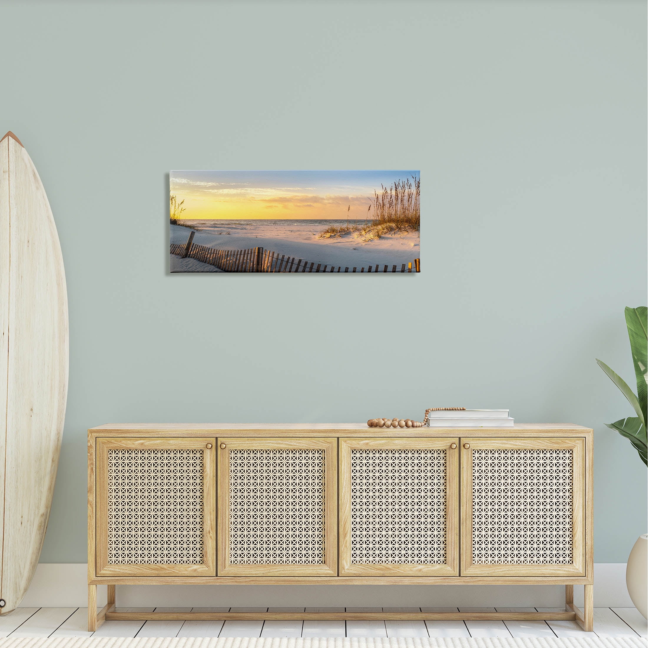 Stupell Industries Panoramic Coastal Beach Sunrise Photograph Gallery Wrapped Canvas Print Wall Art, Design by H.J. Herrera