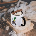 thumbnail image 5 of 3dRose, Funny Green T-rex Dinosaur Riding Red Bike, 11oz Two-Tone Black Mug, 5 of 7
