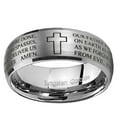 thumbnail image 2 of Tungsten Etched Lord's Prayer Cross 8mm Brushed Gray Dome Polished Edges Men Ring, 2 of 2