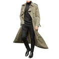 thumbnail image 2 of haxmnou men's classic lapel long trench coat jacket windbreaker outwear casual overcoat khaki m, 2 of 4