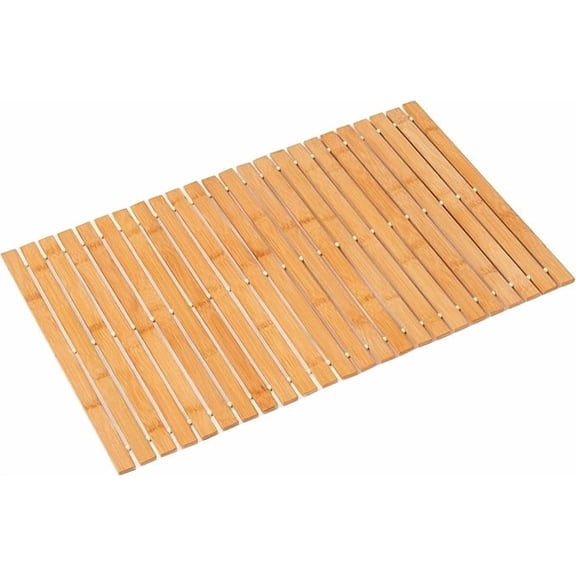 Bamboo Bath Mat Bathroom Rugs Floor Wood Shower Bathtub Waterproof Non Slip Accessories 16x24 Inch Easy to Clean, Natural, 1 pc
