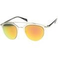thumbnail image 2 of sunglassLA Unisex Modern Fashion Metal Double Bridge Mirror Lens Pantos Aviator Sunglasses (Silver-Black / Magenta Mirror) - 50mm, 2 of 4