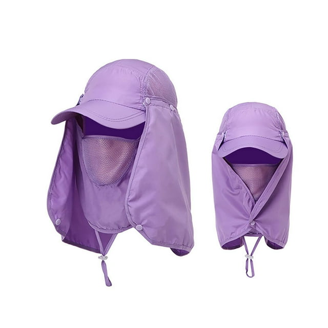 Aocisk Chapeau Seau Unisexe Respirant pour Sports de Plein Air Pêche Randonnée Activités et Usage Quotidien avec Couverture Complète du Visage Réglable Design Léger Violet Taille Unique