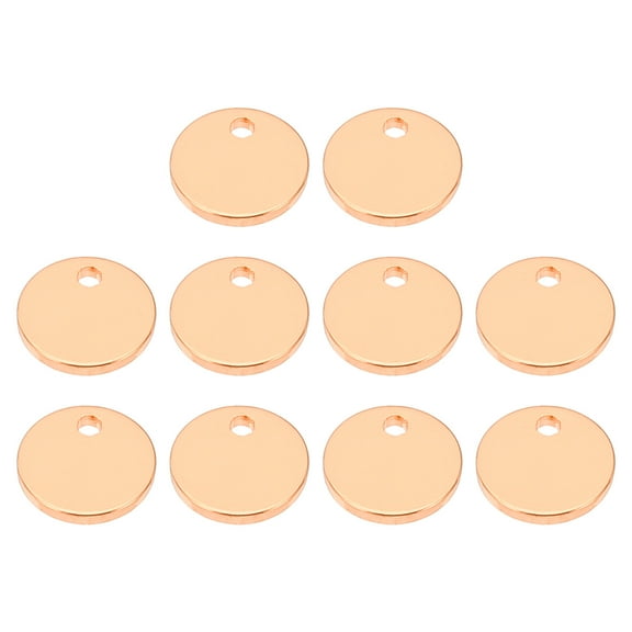 8mm Brass Disc, 10pcs Metal Stamping Blanks Tags Circle Charm Pendants Round Metal Plate for Laser Engraving Stamping Keychain Making, Rose Gold