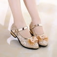 thumbnail image 2 of Staki Glitter Shoes for Girls Girls Mary Jane Dress Shoes Low Heel Glitter Patent Bow Kids Party Wedding Flower Girl School Shoes Gold,11.5 Little Kid, 2 of 9