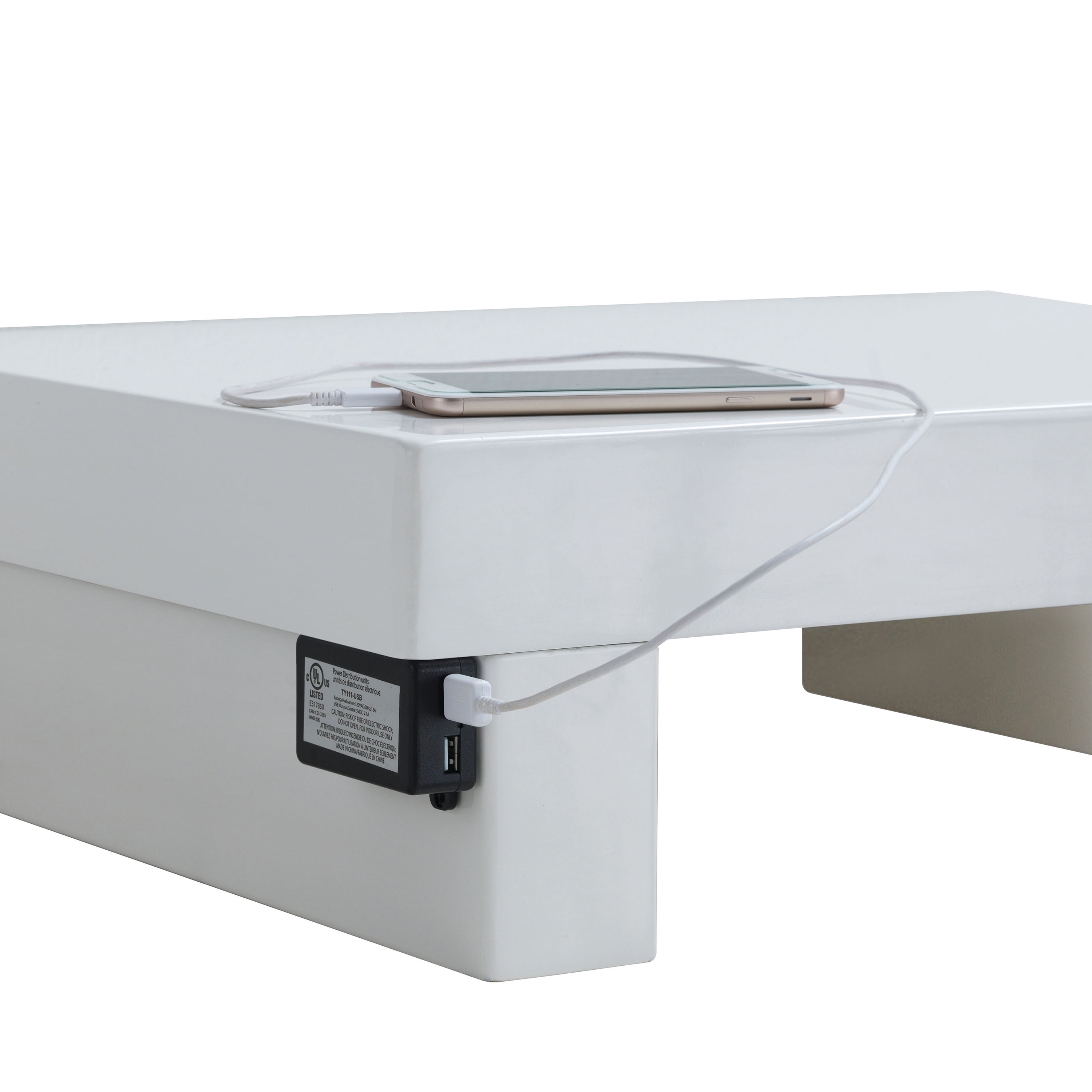 Furniture of America Krister Rustic Nightstand with 2-Drawer, Glossy White