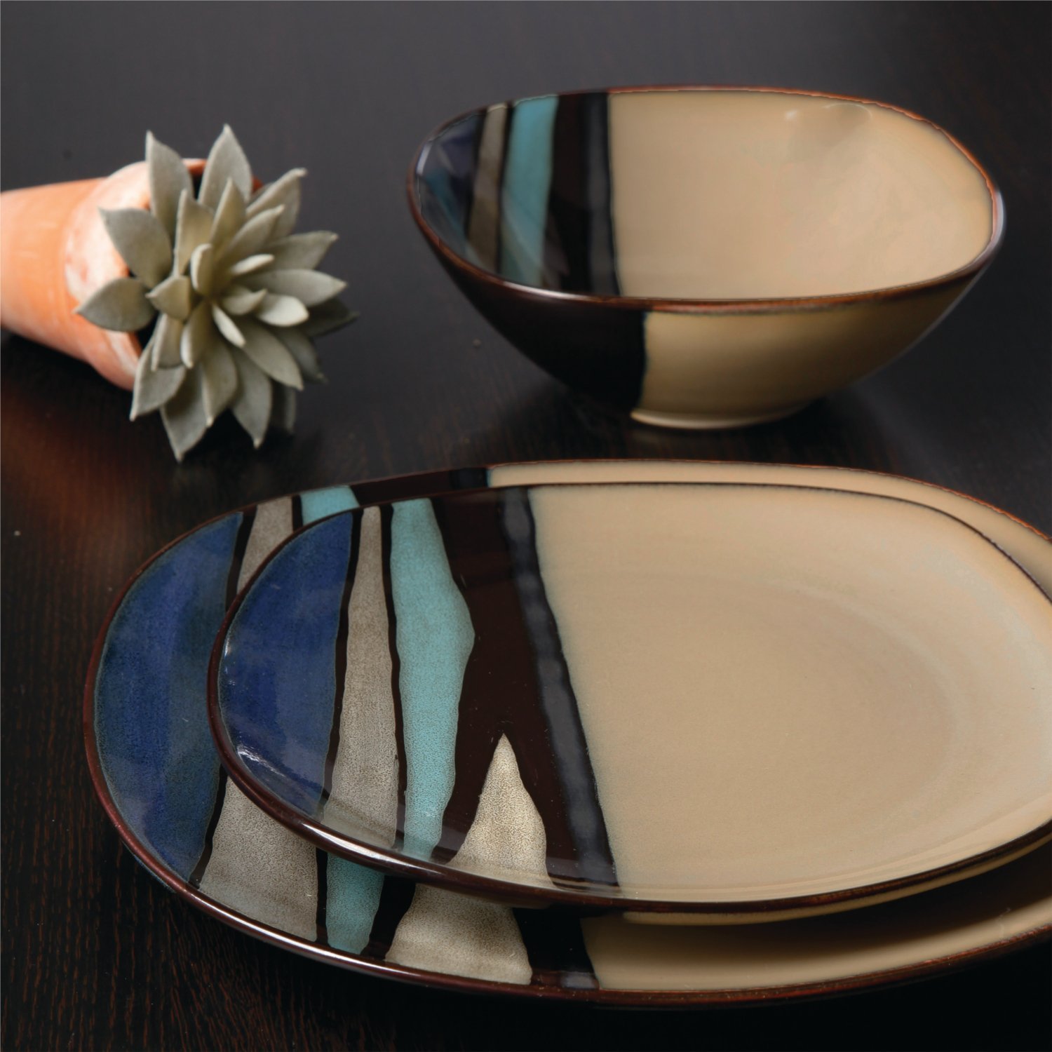 Gibson Elite Althea 16 Piece Dinnerware Set Teal