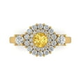 thumbnail image 2 of 1.6ct round cut yellow Zircon 18k yellow gold halo Bridal Wedding Engagement Promise Anniversary Ring for Women size 4.25, 2 of 7