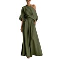 thumbnail image 2 of Idoravan 2 piece sets for women going out Fashion Women One Shoulder Short Sleeve And Long Pants Solid Casual 2PC Sets, 2 of 6