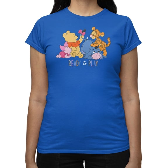 Disney Winnie The Pooh Women's Babyie Ready To Play T-Shirt (Royal, S-XXL)