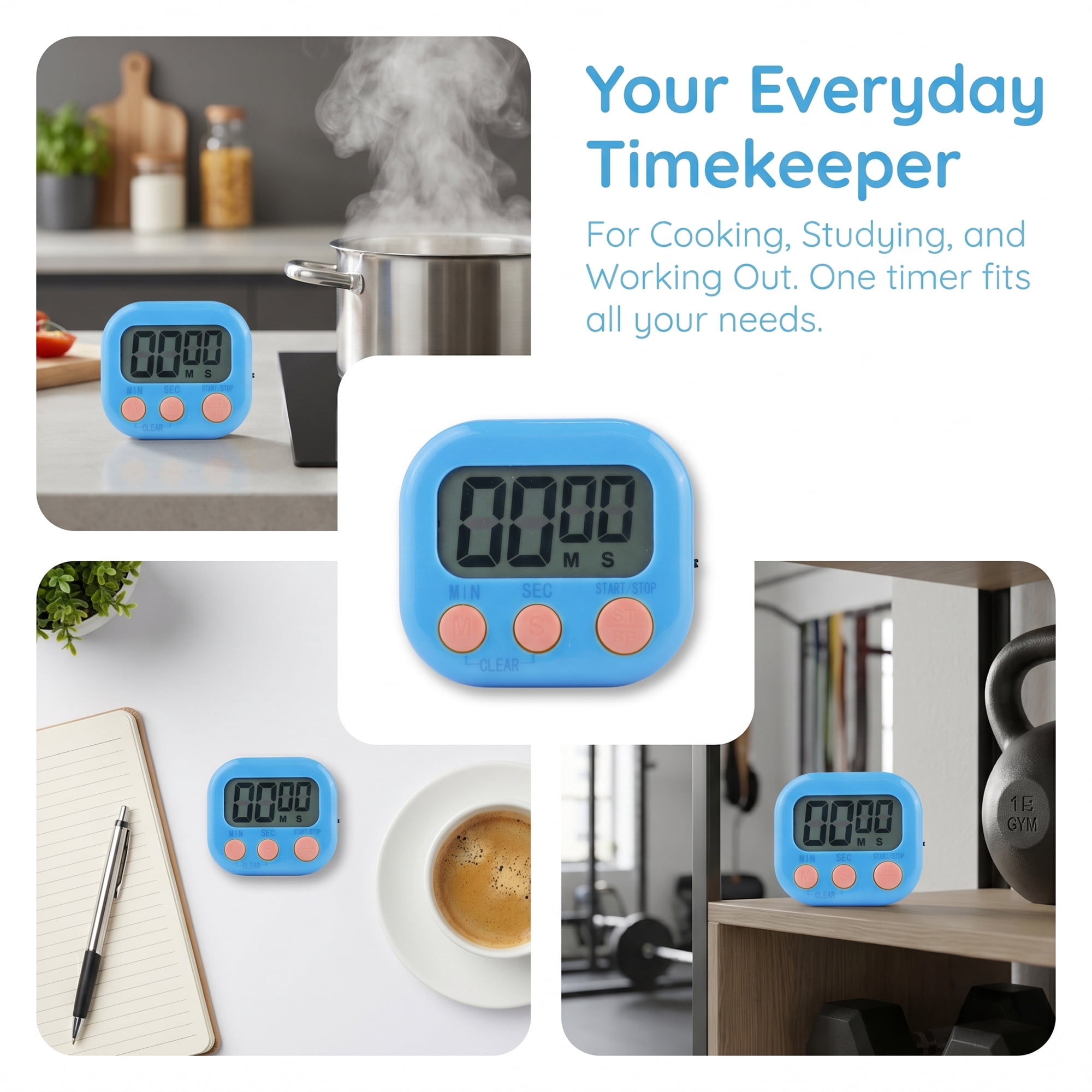 Unique Bargains Loud Alarm Magnetic Backing Cooking Study Kitchen Timer Blue