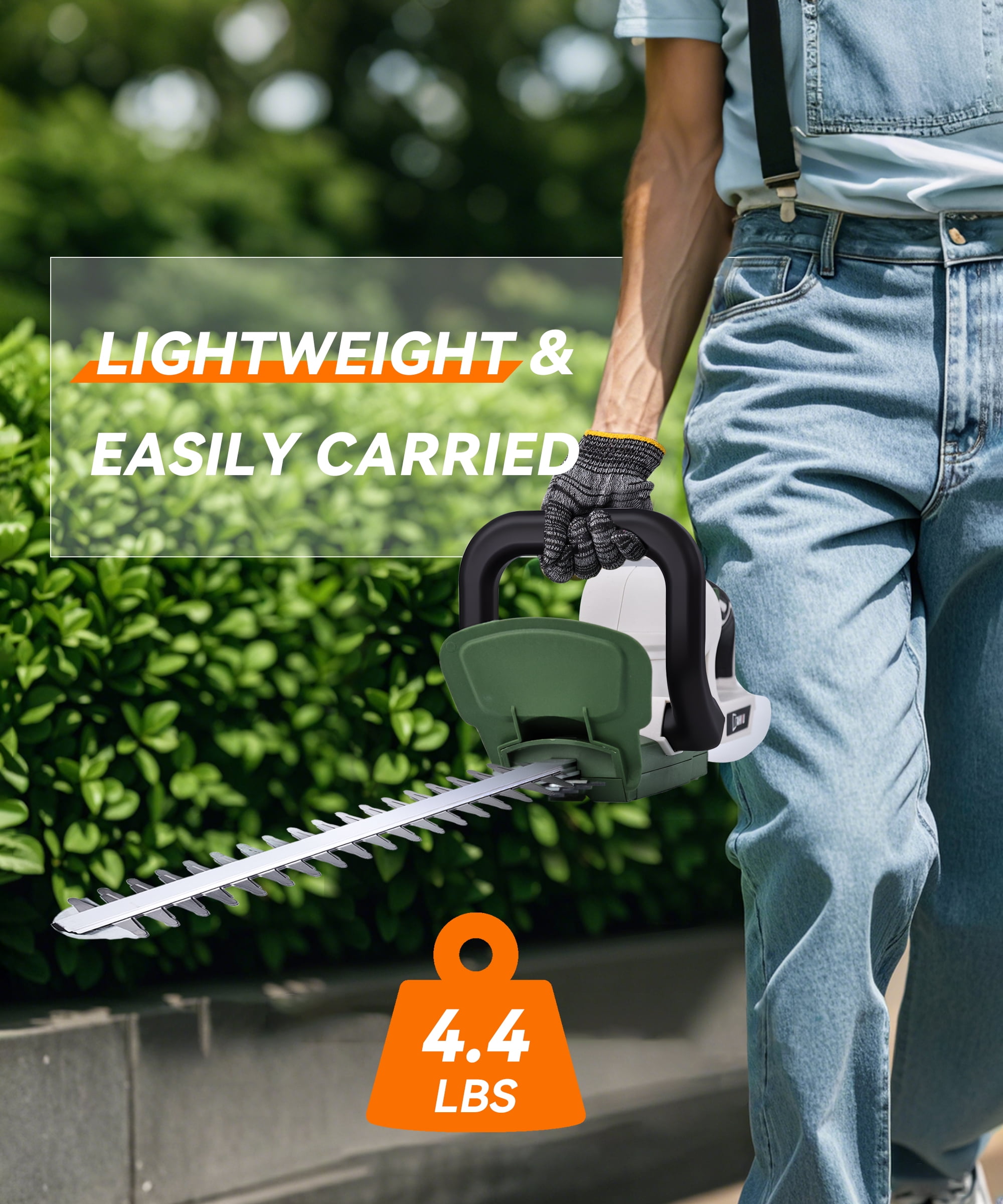 YAHHU 20 Inch Cordless Electric Hedge Trimmer，21V Electric Bush Trimmer，Battery and Charger Included