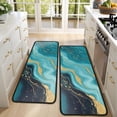 thumbnail image 4 of Kitchen Rugs Sets Of 2,Blue and Gold Marble Sparkle Waves Pattern Anti Fatigue Kitchen Mat Rugs Non Slip Washable,Decorative Kitchen Floor Mats for Kitchen,Sink,Laundry,17"x47"+17"x47", 4 of 5