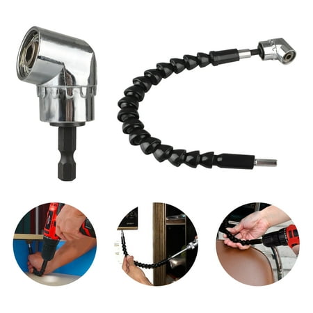 EEEKit 105 Degree Right Angle Drill Attachment and Flexible Angle Extension Bit Kit for Drill or Screwdriver 1/4