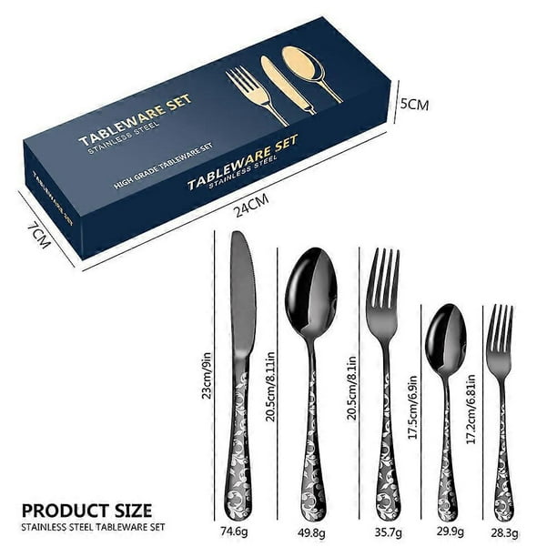 20PCS Stainless Steel Silverware Set Mirror-Polished Cutlery Flatware Set 4 Knives 4 Forks 4 Spoons 4 Tea Forks 4 Teaspoons