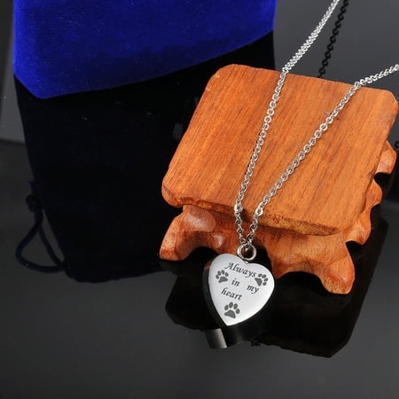Dot Jewelry - Dog Paw Always in My Heart Cremation Jewelry Keepsake Pet Memorial Urn Necklace