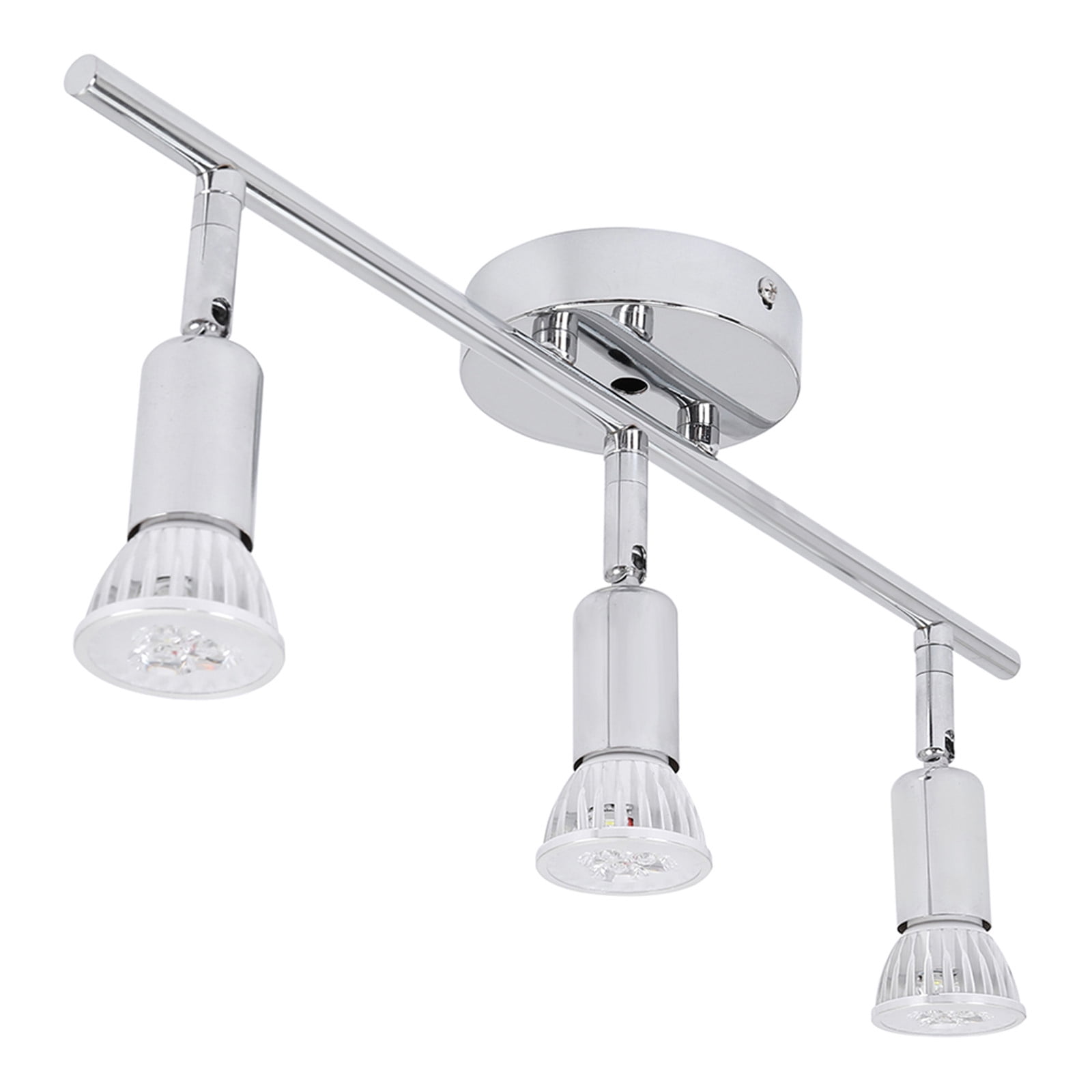 Augper Clearance Track Lighting Kit, 3 Head Foldable Ceiling Spot Light with GU10 Socket for Kitchen Hallyway Bedroom Fixture Directional Accent Lamp