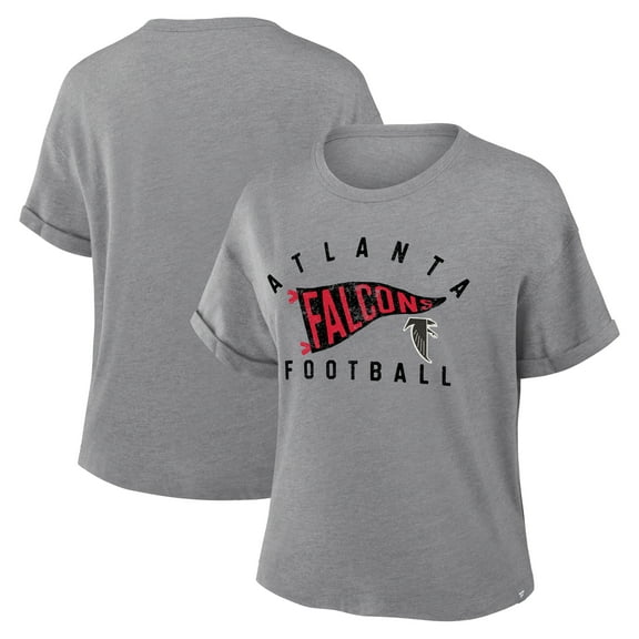 Women's Fanatics Heather Gray Atlanta Falcons Pennant Wave Tribute Tri-Blend Boxy T-Shirt