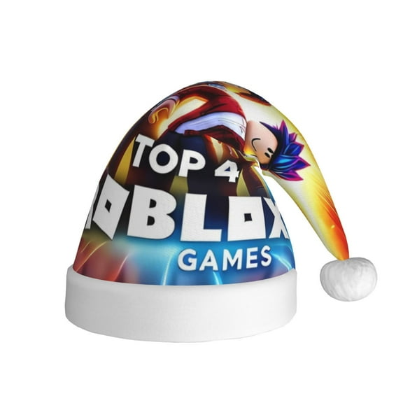 Gokiu Roblox Santa Hat Christmas Hats for Adults Holiday Unisex Plush Beanie for Xmas New Year Party Headwear