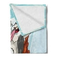 thumbnail image 2 of Bunny Soft Flannel Fleece Blanket, Winter Wooden Sled Cartoon Style Compositions of Woodland Animals Nursery Theme, Cozy Plush for Indoor and Outdoor Use, 50" x 70", Aqua and Orange, by Ambesonne, 2 of 5