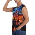 thumbnail image 3 of Fotbe Magical Stained Glass Castle Men's Camiseta sin Mangas Estampada para Hombres, Playera Casual para Gimnasio, Entrenamiento, Playa-X-Large, 3 of 7